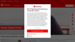 Riester-Zulagen-Portal | SV SparkassenVersicherung - S Versicherung Portal