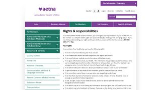 Rights & responsibilities | Aetna Better Health of Ohio - Ohiomh Com Sign In