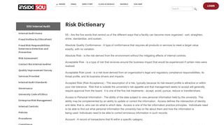 Risk Dictionary | Internal Audit - Inside SOU - Southern ... - Inside Sou Edu Cp Home Portal