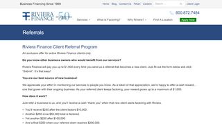 
Riviera Finance Client Referral Program  
