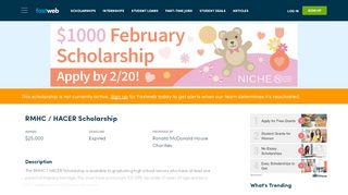 
                            5. RMHC / HACER Scholarship | Fastweb - Rmhc Hacer Scholarship Portal