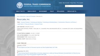 
                            7. Roca Labs, Inc. | Federal Trade Commission