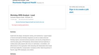 
                            5. Rochester Regional Health hiring Workday HRIS Analyst ... - Rochester General Workday Login