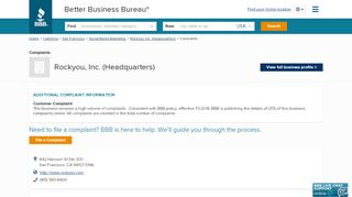 
                            1. Rockyou, Inc. (Headquarters) | Complaints | Better Business ... - Pure Play Portal Problems