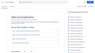 Saba cloud application - G Suite Admin Help - Google Support - Saba Cloud Portal