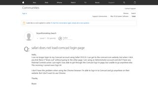 
safari does not load comcast login page - Apple Community  
