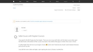 
                            15. Safari Issues with Kaplan Courses - Apple Community - Apple ... - Kaplan Bar Portal