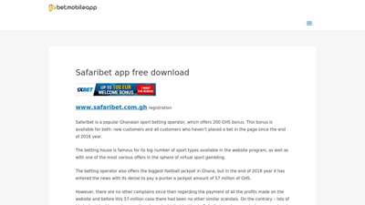 Safaribet mobile app download - Registration / Login