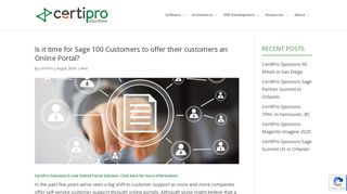 
                            4. Sage 100 Online Portal for Customers | CertiPro Solutions - Sage 100 Customer Portal