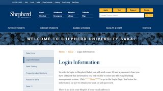 
                            6. Sakai | Sakai Login Information - Shepherd University - Portal Sakai