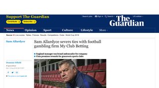 
                            4. Sam Allardyce severs ties with football gambling firm My Club ... - My Club Betting Portal