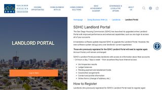 
                            1. San Diego Housing Commission (SDHC) Landlord Portal - San Diego Housing Commission Landlord Portal