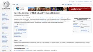 
                            5. Saveetha Institute of Medical And Technical Sciences - Wikipedia - Saveetha University Portal