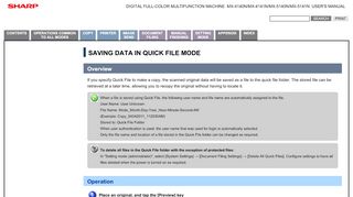 SAVING DATA IN QUICK FILE MODE - Sharp - Quickfile Portal