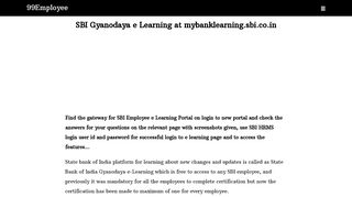 
                            2. SBI Gyanodaya e Learning at mybanklearning.sbi.co.in - Sbi E Learning Portal Login