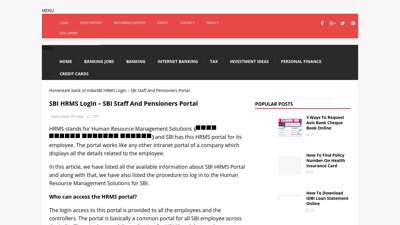 
                            8. SBI HRMS Login - SBI Staff And Pensioners Portal