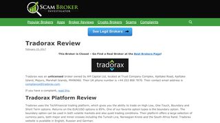 
Scam Broker Investigator • Tradorax Review  
