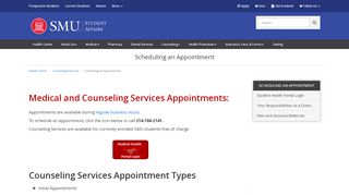 Scheduling an Appointment - SMU - Smu Health Portal