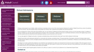 
                            1. School Admissions - Walsall Council - Walsall School Admissions Portal