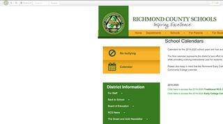 
                            5. School Calendars • Page - Richmond County Schools - Richmond County Parent Portal