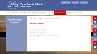 
School Calendars - Vance County Schools
