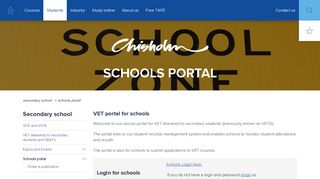 
                            2. Schools portal | Chisholm TAFE - Chisholm Staff Portal