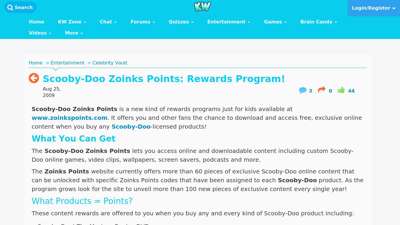 Scooby-Doo Zoinks Points: Rewards Program!