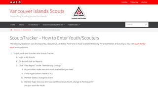 ScoutsTracker – How to Enter Youth/Scouters – Vancouver ... - Myscouts Ca Portal