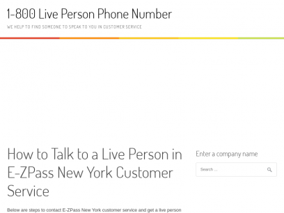 How to Talk to a Live Person in E-ZPass New York Customer Service