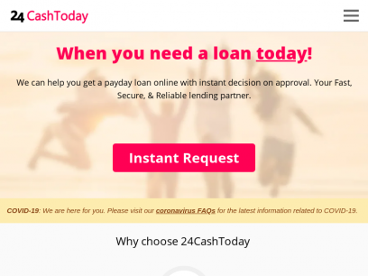 Instant Payday Loans, Bad Credit Cash Loans - 24CashToday