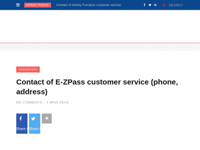 Contact of E-ZPass customer service (phone, address)