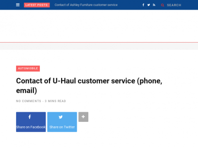 Contact of U-Haul customer service (phone, email)
