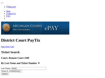 Payable Ticket Search Page