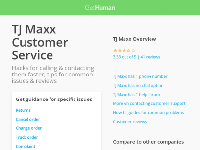 TJ Maxx customer service