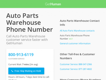 Auto Parts Warehouse Phone Number | Call Now &amp; Skip the Wait