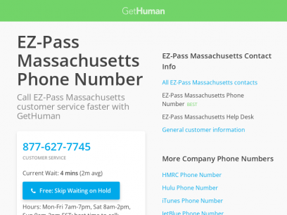 EZ-Pass Massachusetts Phone Number | Call Now &amp; Skip the Wait