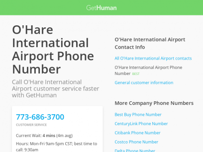 O'Hare International Airport Phone Number | Call Now &amp; Shortcut to Rep