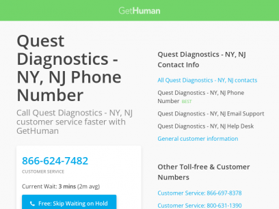 Quest Diagnostics - NY, NJ Phone Number | Call Now &amp; Skip the Wait