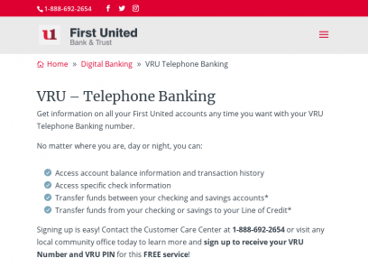 VRU Telephone Banking - First United Bank &amp; Trust