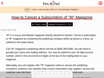 How to Cancel a Subscription of &#34;W&#34; Magazine | Pen and the Pad