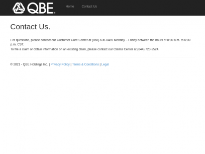 Contact Us - QBE Self Service Portal