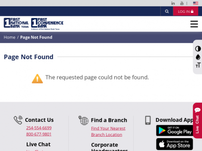 Page Not Found | First National Bank Texas - First Convenience Bank