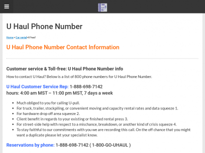 U Haul Phone Number &#124; 800-phone number