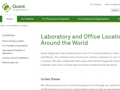 Quest Diagnostics office and lab locations throughout the world : Locations