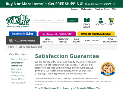 Satisfaction Guarantee | Collections Etc.