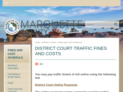 Marquette County - District Court Traffic Fines and Costs