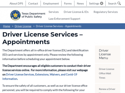 Driver License Services – Appointments | Department of Public Safety