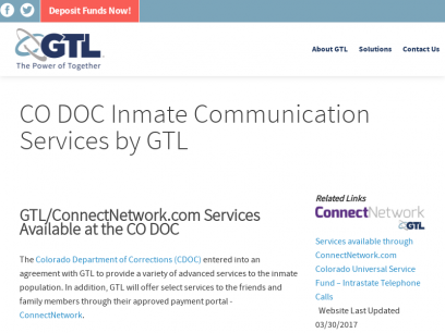 CO DOC Inmate Services Provided by ConnectNetwork/GTL | GTL