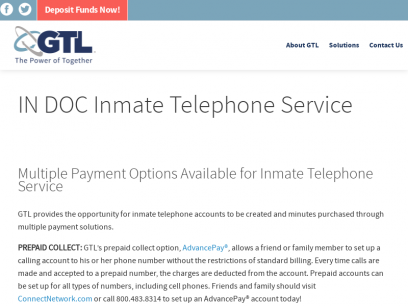 IN DOC Inmate Telephone Service | GTL