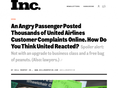 An Angry Passenger Posted Thousands of United Airlines Customer Complaints Online. How Do You Think United Reacted? | Inc.com